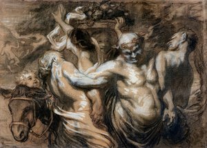 Sarhoş Silenus (kağıt üzerinde kömür ve gövde rengi) by Honoré Daumier